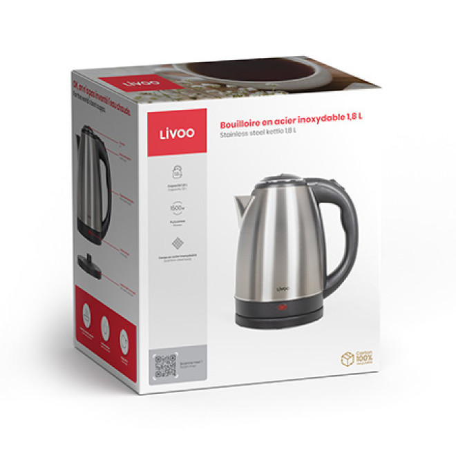 BOUILLOIRE ACIER INOXYDABLE 1,8L