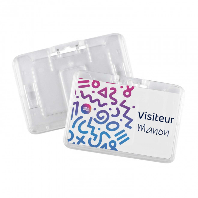 PORTE BADGE PERSONNALISABLE RIGIDE HORIZONTAL 'KATY'