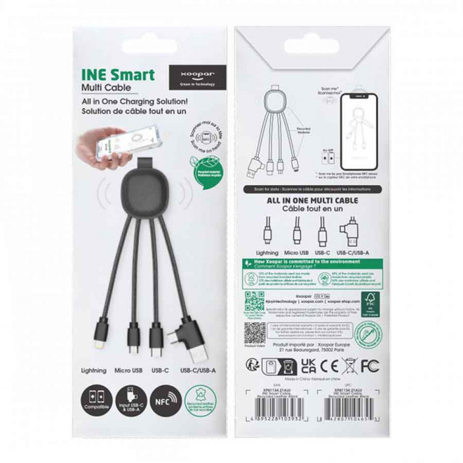 CABLE DE CHARGE PUBLICITAIRE MULTIFONCTIONS 'INE SMART' 72H