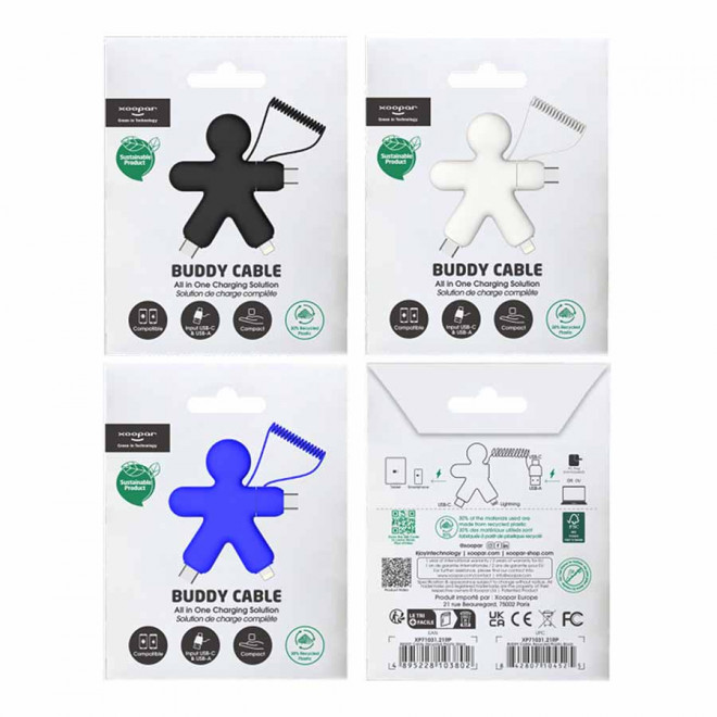 CABLE DE CHARGEMENT PERSONNALISABLE XOOPAR® 'BUDDY CABLE' 