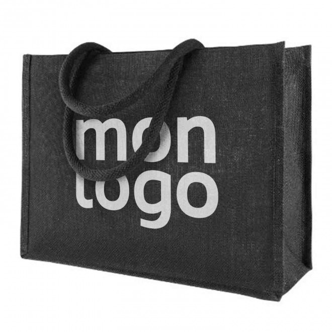 SAC PERSONNALISABLE EN JUTE NOIR 330 GR/M² 'MADOU'