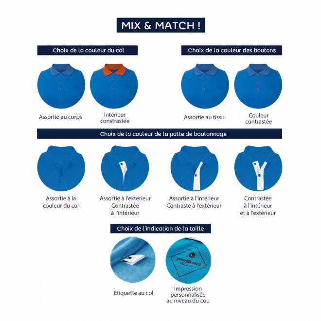POLO PERSONNALISABLE HOMME 'PERFECT CUSTOM'