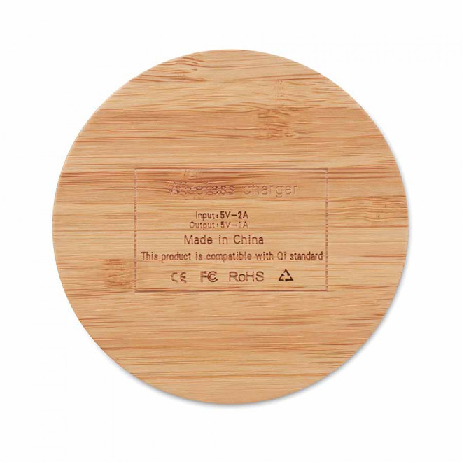 CHARGEUR À INDUCTION PUBLICITAIRE BAMBOU 5W 'RUNDO'