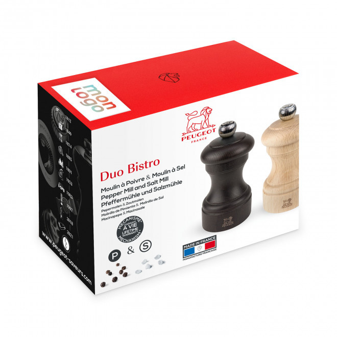 COFFRET 2 MOULINS SEL POIVRE PERSONNALISABLE 'DUO BISTRO'
