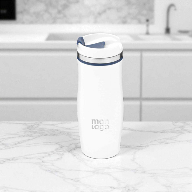 MUG ISOTHERME 400ML PERSONNALISABLE 'CREMA BLANC'