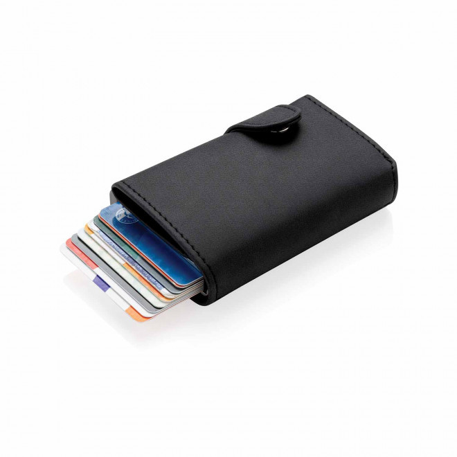 PORTE CARTES ANTI RFID ALU ET PU PERSONNALISABLE 'SEEKO'