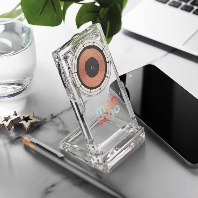 SUPPORT CHARGEUR PERSONNALISABLE 15W 'ACRYLO'