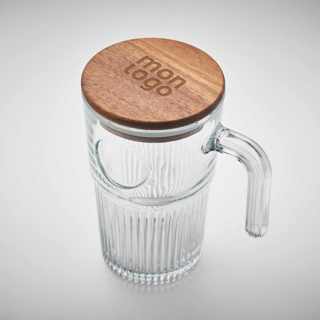 MUG VERRE NERVUREE PERSONNALISE 450ML 'VIVIANE'