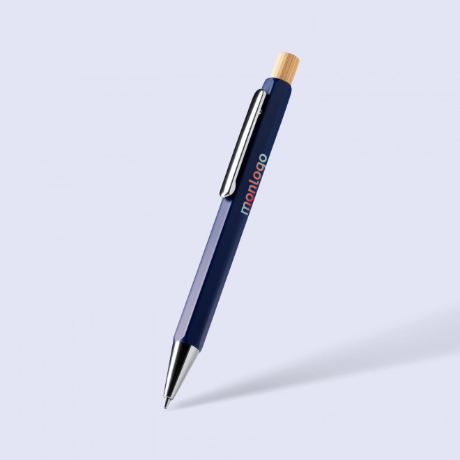 STYLO HEXAGONAL PERSONNALISE EN METAL ET BAMBOU 'CONI'
