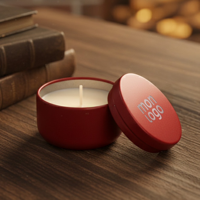 BOUGIE PARFUMEE PERSONNALISABLE BOITE METAL 'ECRYN ROND'