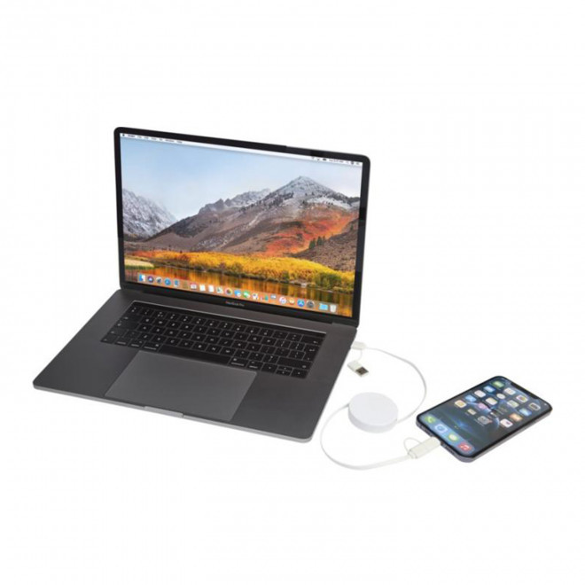 CABLE DE CHARGE PERSONNALISABLE 'ONTARIA ENROULEUR ABS'