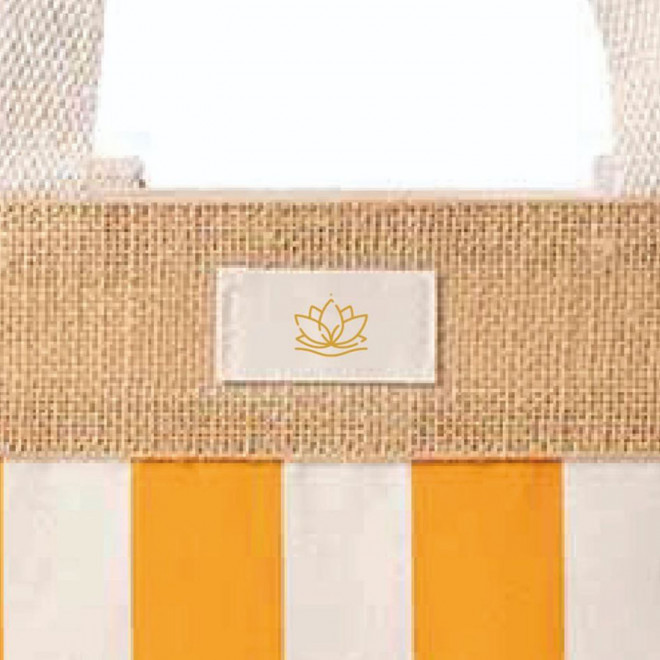 CABAS EN COTON ET JUTE RAYEE PERSONNALISE 'RAYOZA'