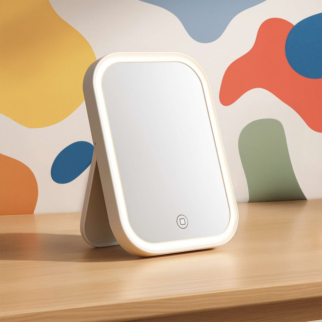 MIROIR LUMINEUX LED RECHARGEABLE PERSONNALISE 'LIAGE'