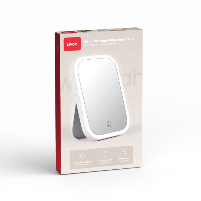 MIROIR LUMINEUX LED RECHARGEABLE PERSONNALISE 'LIAGE'