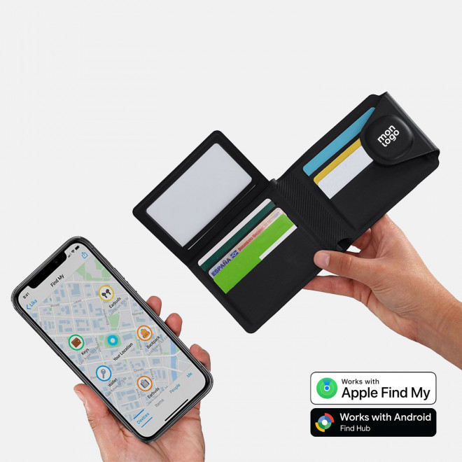 PORTEFEUILLE GEOLOCALISABLE EN PU PERSONNALISE 'KREWA'