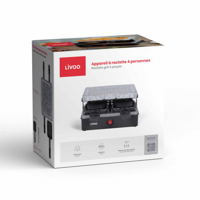 APPAREIL A RACLETTE 4 PERSONNES PERSONNALISABLE 'MUNSTER' LIVOO®