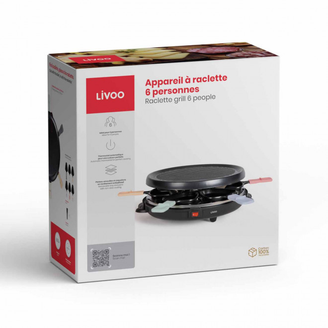 APPAREIL RACLETTE 6 PERSONNES PERSONNALISABLE  'MAROILLES' LIVOO®