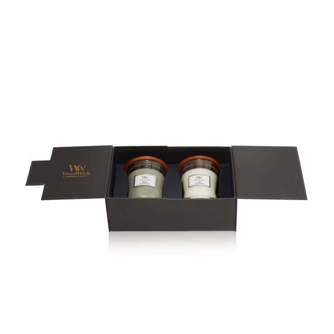COFFRET 2 BOUGIES MECHE BOIS PERSONNALISABLE 'WOODWICK'