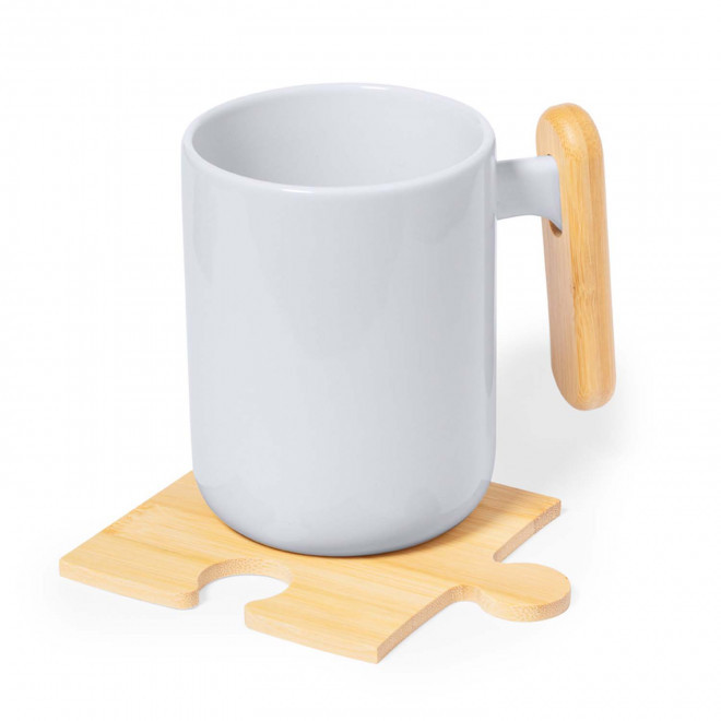 SET 4 SOUS BOCK PERSONNALISABLE PUZZLE BAMBOU 'NATIVO'