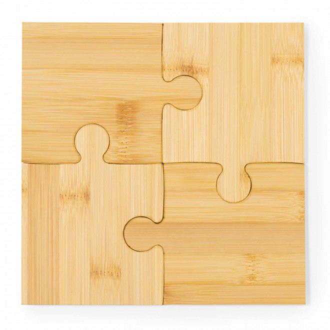 SET 4 SOUS BOCK PERSONNALISABLE PUZZLE BAMBOU 'NATIVO'