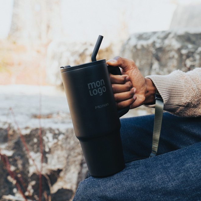 MUG ISOTHERME PERSONNALISABLE 900ML 'TENDENZI INOX'