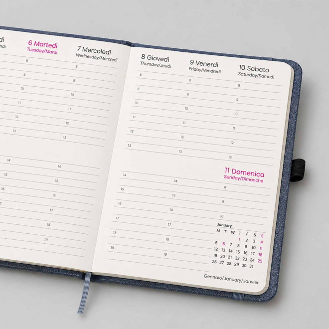 AGENDA HEBDOMADAIRE A5 RIGIDE RPET RECYCLÉ PERSONNALISABLE 'AGOSTO'
