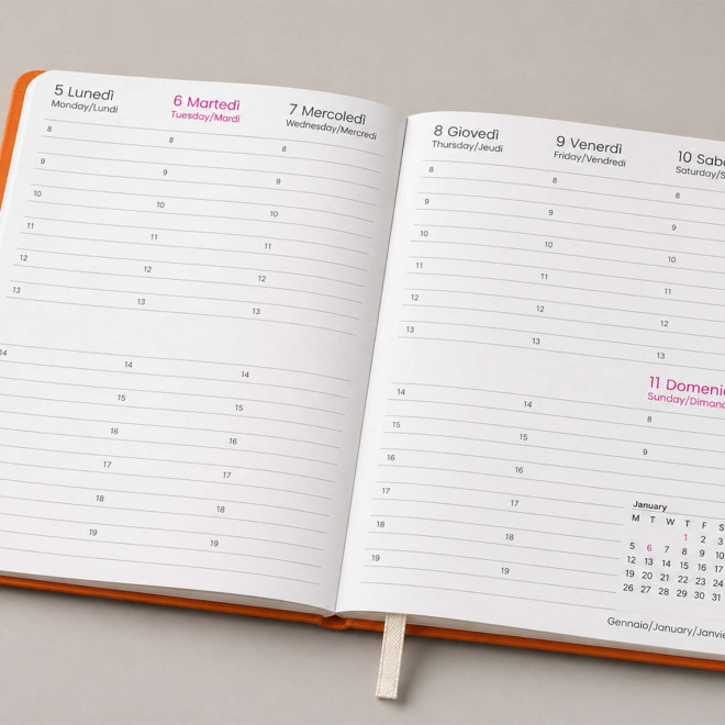 AGENDA SEMAINIER A5 RIGIDE PU PERSONNALISABLE 'MARCHO'