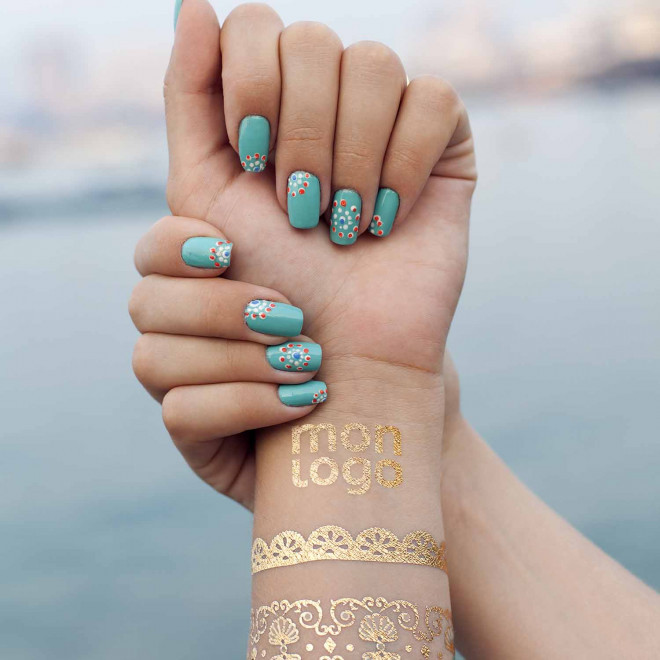 TATOUAGE OR & ARGENT PERSONNALISABLE 'MAORO SHINY'