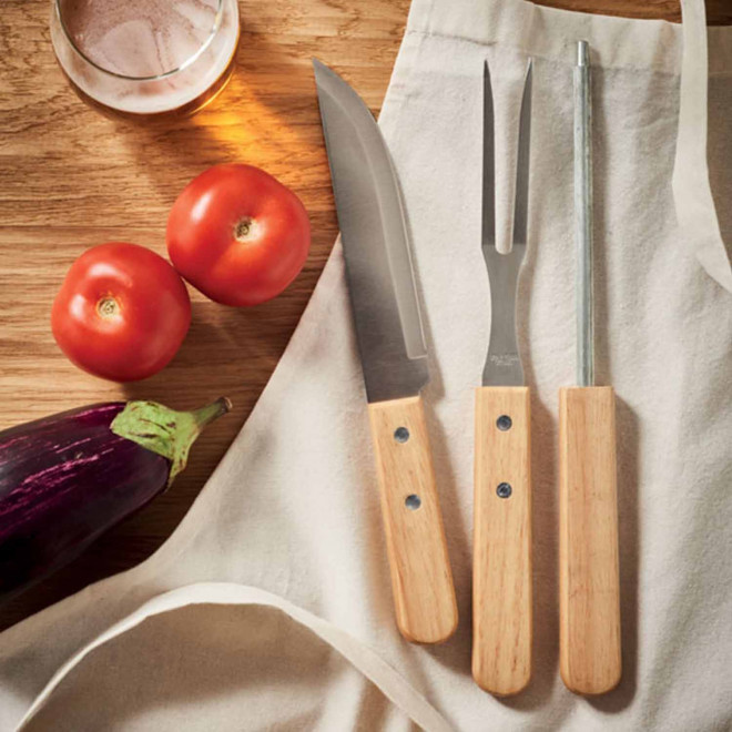 COFFRET BBQ 3 USTENSILES PERSONNALISE 'MALAWI BOIS'