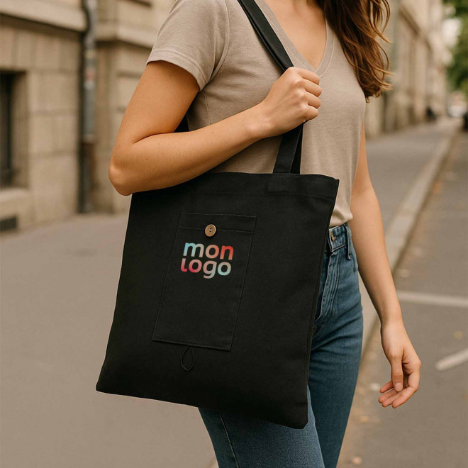 SAC EN COTON PLIABLE PERSONNALISABLE AVEC POCHE 'MADIA'