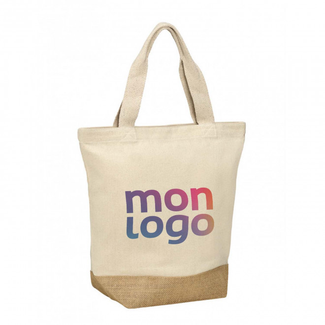 SAC COTON PERSONNALISABLE ET JUTE ZIPPE ET POCHE 'MELBOU'