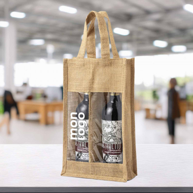 SAC BOUTEILLE EN JUTE PERSONNALISABLE 'NONYM DOUBLE'