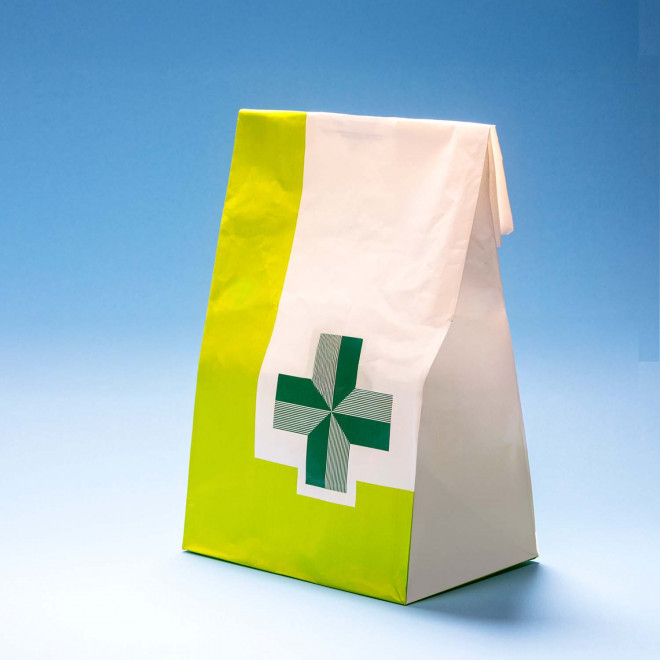 SAC PAPIER FOND PLAT PERSONNALISE PHARMACIE 'KALETOS'