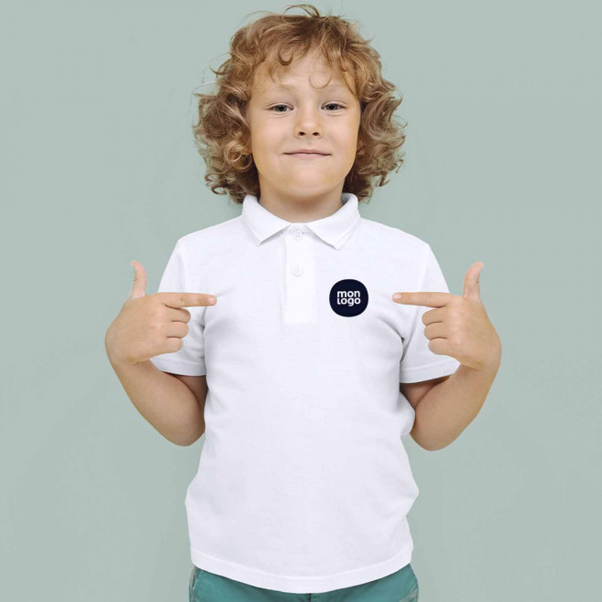 POLO ENFANT PERSONNALISABLE BLANC 'TERIM 180'