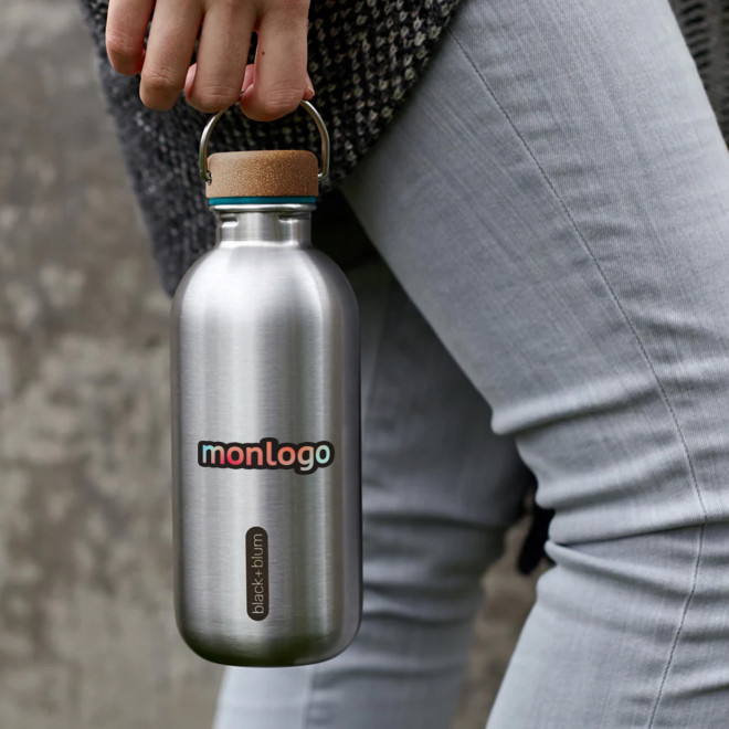 BOUTEILLE EN INOX 600 ML PERSONNALISABLE 'PLUME'