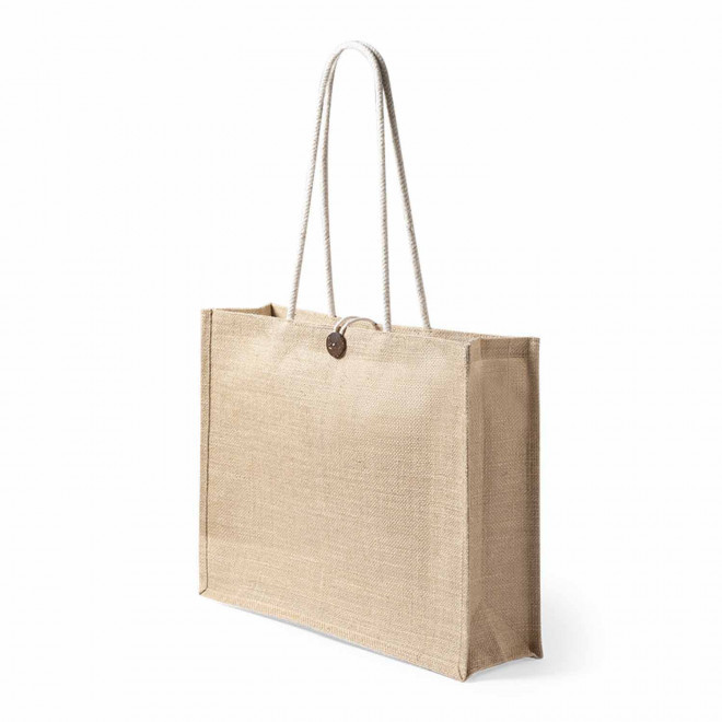 SAC JUTE PERSONNALISABLE AVEC BOUTON 'LACO'