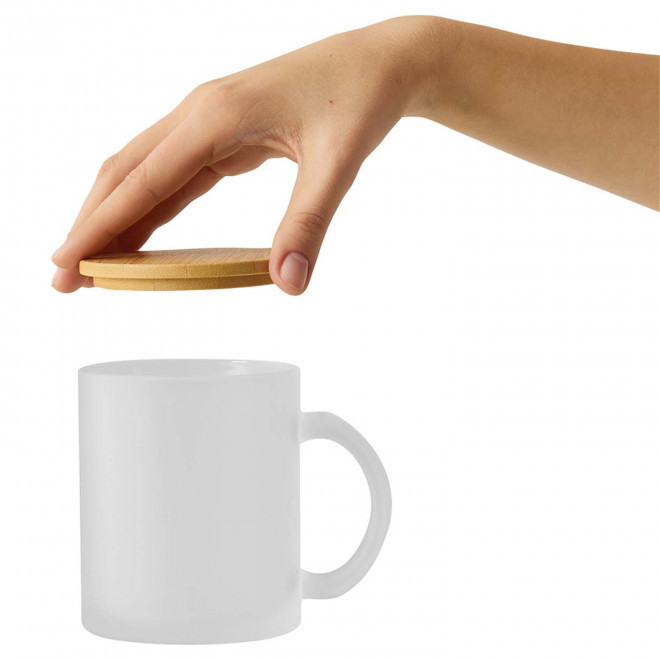 MUG VERRE COUVERCLE BAMBOU 330ML PERSONNALISABLE 'LEYHA'
