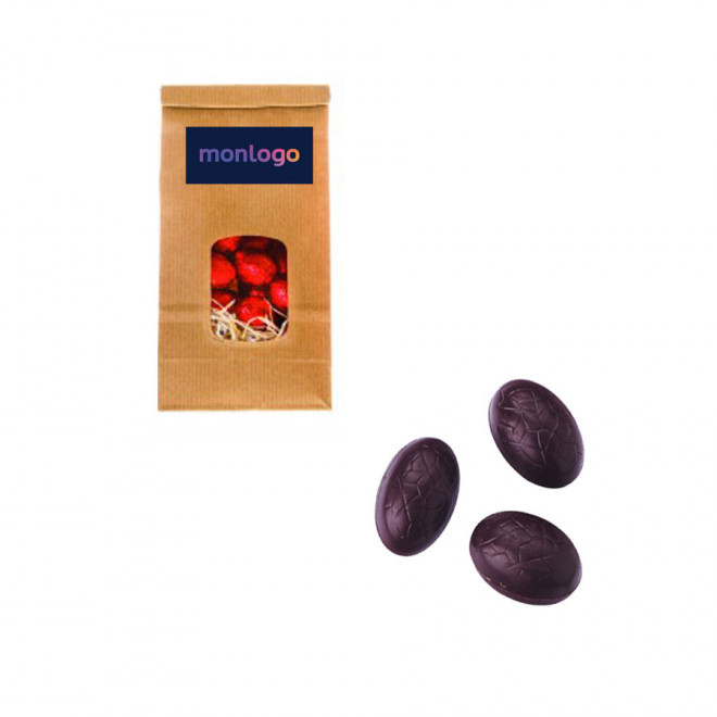 SACHET D'OEUFS EN CHOCOLAT NOIR OU AU LAIT PERSONNALISÉ 100G LPCC® 'EGGS' - noir