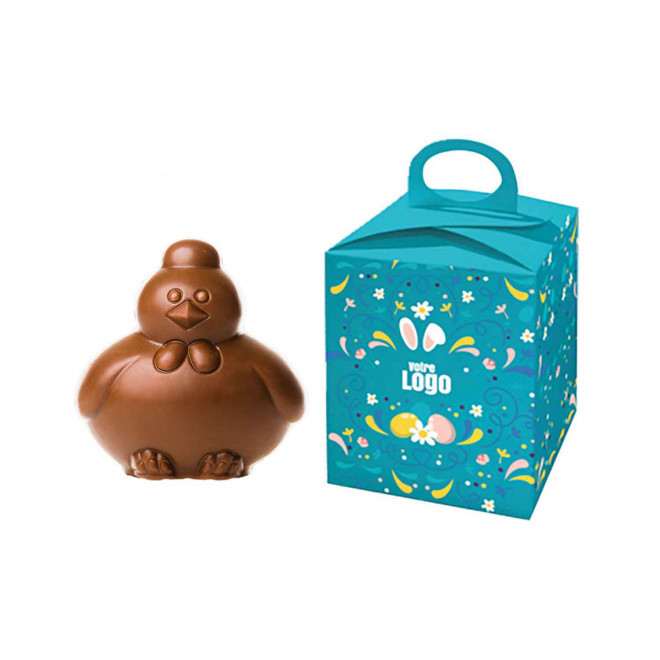 MOULAGE EN CHOCOLAT BIO NOIR OU AU LAIT PERSONNALISÉ LPCC® 'CHOCO' - poule chocolat au lait