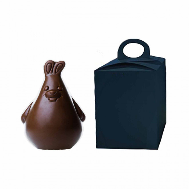 MOULAGE EN CHOCOLAT BIO NOIR OU AU LAIT PERSONNALISÉ LPCC® 'CHOCO' - lapin chocolat noir