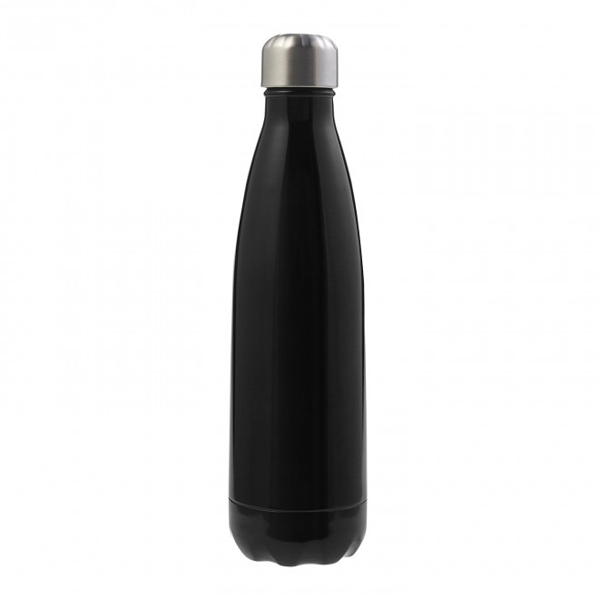 BOUTEILLE EN INOX 650ML PERSONNALISABLE 'BROUDO BRILLANT' - noir