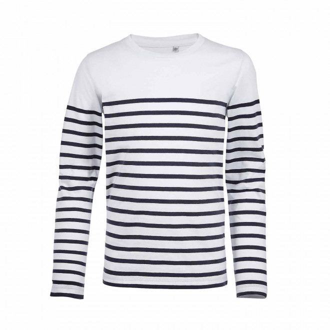TEE-SHIRT PERSONNALISÉ RAYÉ ENFANT 'MATELOT' - blanc/marine