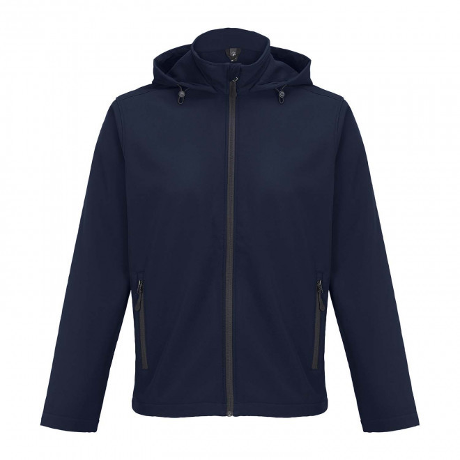 SOFTSHELL HOMME PERSONNALISEE 'RACE HOODED' - bleu marine