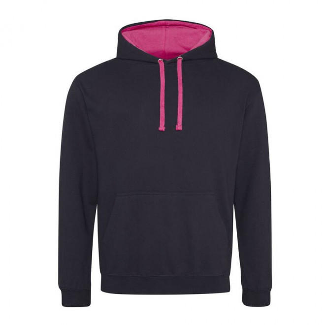 SWEAT CAPUCHE MIXTE JUST HOODS PERSONNALISABLE 'VARSITO' - noir/rose