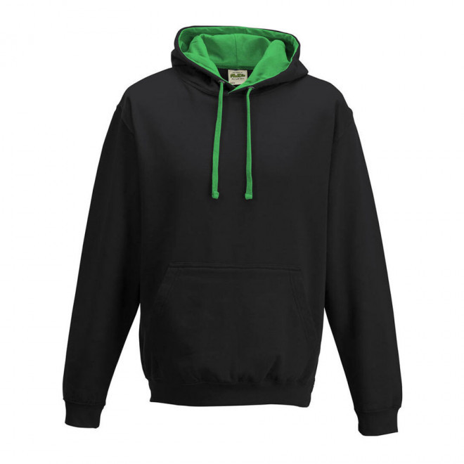 SWEAT CAPUCHE MIXTE JUST HOODS PERSONNALISABLE 'VARSITO' - noir/vert