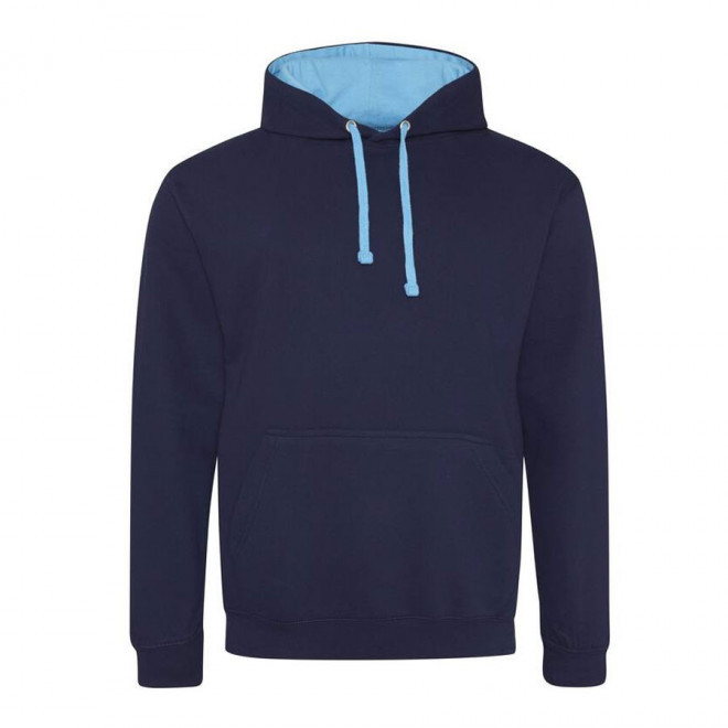 SWEAT CAPUCHE MIXTE JUST HOODS PERSONNALISABLE 'VARSITO' - navy/bleu hawai