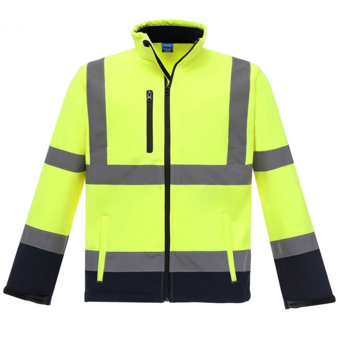 VESTE PERSONNALISABLE SOFTSHELL HAUTE VISIBLITÉ YOKO® 'MARK' - yellow/navy