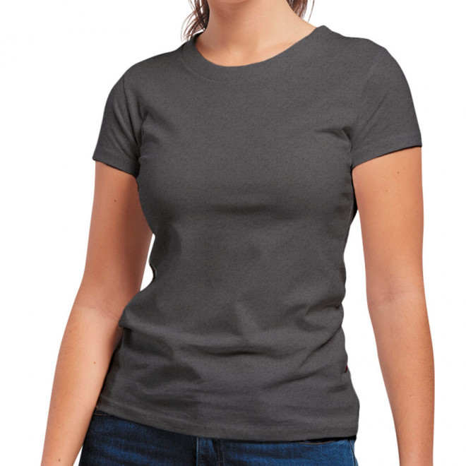 TEE-SHIRT PERSONNALISÉ BIO FEMME 180 GR/M² LES FILOSOPHES® 'DESCARTES' - gris foncé chiné
