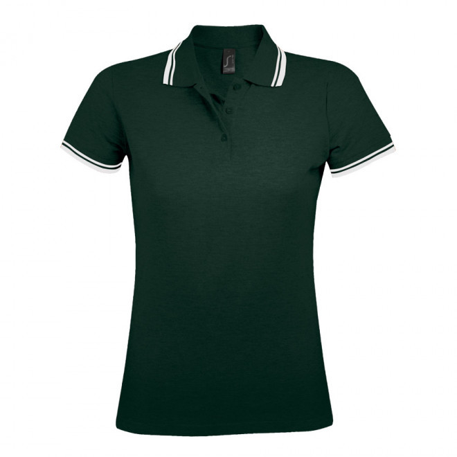 POLO BICOLORE PERSONNALISABLE FEMME 'PASADENA' 200 GR/M² - vert forêt/blanc