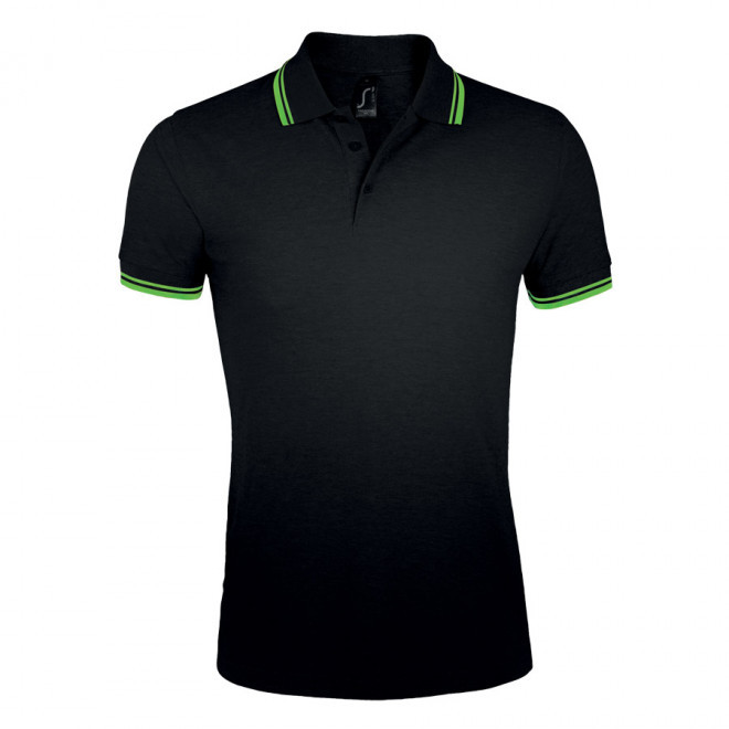 POLO BICOLORE PERSONNALISABLE HOMME 'PASADENA' 200 GR/M² - noir/lime